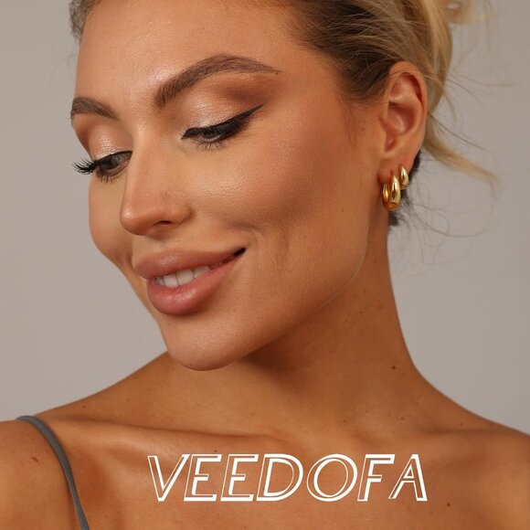 🆕 Women Gold Small Hoop Earrings Trendy Chunky Multiple Piercing Jewelry Gift - Picture 4 of 7